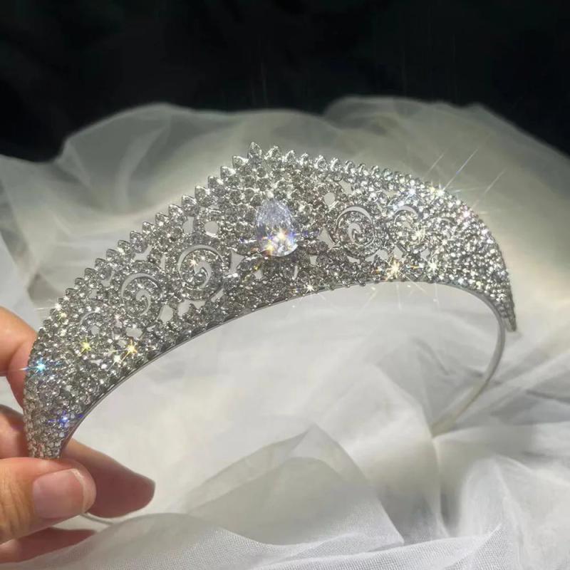 Silver Tiara Bridal Zircon Crown Wedding Hair
