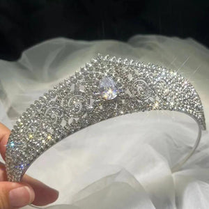 Silver Tiara Bridal Zircon Crown Wedding Hair