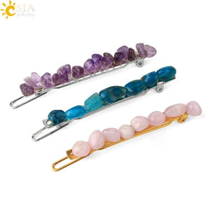 CSJA Crystal Barrette Irregular Natural Stone Hair Clip G625