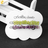 CSJA Crystal Barrette Irregular Natural Stone Hair Clip G625