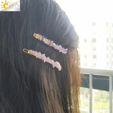 CSJA Crystal Barrette Irregular Natural Stone Hair Clip G625