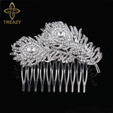 Vintage Crystal Peacock Feather Hair Comb