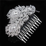 Vintage Crystal Peacock Feather Hair Comb