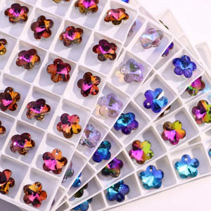 Crystal Glass Carved Drop Pendant Loose Diamond Bead Jewelry Making DIY