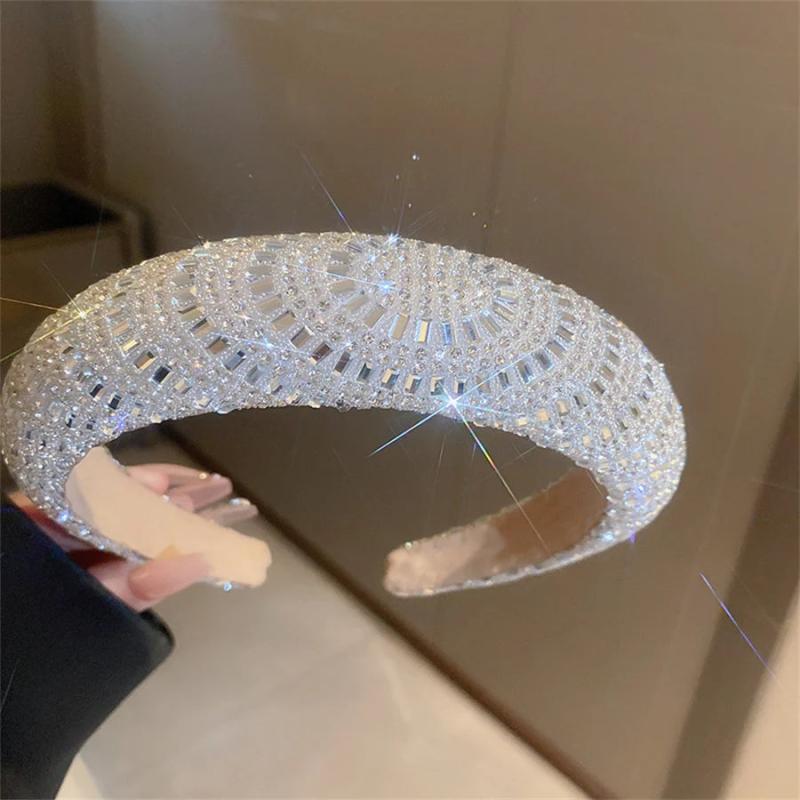 Silver Rhinestone Velvet Headband for Women Hair Accessories