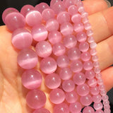 Pink Cat Eye Stone Beads 4-12mm Opal Round Beads 15''