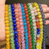 Pink Cat Eye Stone Beads 4-12mm Opal Round Beads 15''