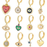 Heart Evil Eye Hoop Earrings for Women