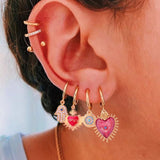 Heart Evil Eye Hoop Earrings for Women