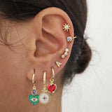 Heart Evil Eye Hoop Earrings for Women