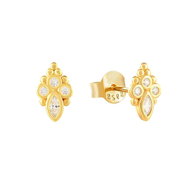 925 Silver Women Zircon Stud Earrings Crystal 18k Ears for Girls