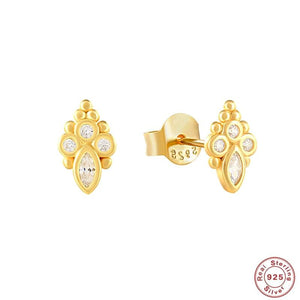 925 Silver Women Zircon Stud Earrings Crystal 18k Ears for Girls
