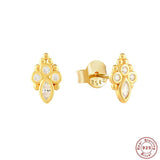 925 Silver Women Zircon Stud Earrings Crystal 18k Ears for Girls