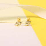 925 Silver Women Zircon Stud Earrings Crystal 18k Ears for Girls