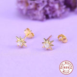925 Silver Women Zircon Stud Earrings Crystal 18k Ears for Girls