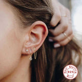 925 Silver Women Zircon Stud Earrings Crystal 18k Ears for Girls