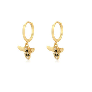 Silver Bee Animal Pendant Drop Earring Crystal Zircon Wedding Jewelry