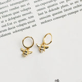 Silver Bee Animal Pendant Drop Earring Crystal Zircon Wedding Jewelry