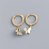 Silver Bee Animal Pendant Drop Earring Crystal Zircon Wedding Jewelry