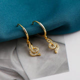 Silver Bee Animal Pendant Drop Earring Crystal Zircon Wedding Jewelry