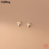 925 Silver 18K Plated Pearl Stud Earrings for Women