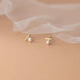925 Silver 18K Plated Pearl Stud Earrings for Women