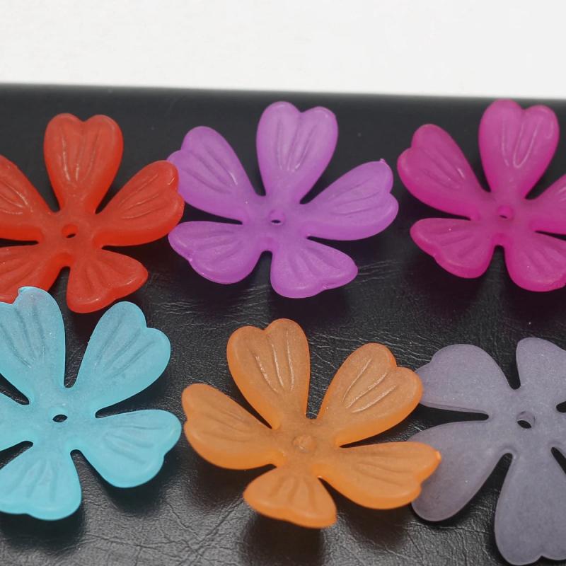 DIY Mixed Frost Acrylic Blossoms Flower Bead Cap Cone With Center Hole