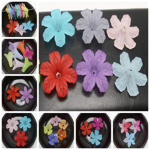 DIY Mixed Frost Acrylic Blossoms Flower Bead Cap Cone With Center Hole