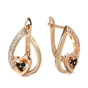 Loving Heart Cubic Zircon Drop Earrings For Women 585 Rose Daily Jewelry Gift
