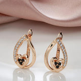 Loving Heart Cubic Zircon Drop Earrings For Women 585 Rose Daily Jewelry Gift