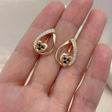Loving Heart Cubic Zircon Drop Earrings For Women 585 Rose Daily Jewelry Gift