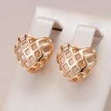 Kinel 585 Rose Gold Heart-Shaped Dangle Earrings