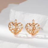 Kinel 585 Rose Gold Heart-Shaped Dangle Earrings