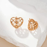 Kinel 585 Rose Gold Heart-Shaped Dangle Earrings