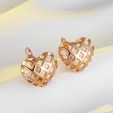 Kinel 585 Rose Gold Heart-Shaped Dangle Earrings