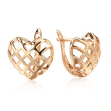 Kinel 585 Rose Gold Heart-Shaped Dangle Earrings