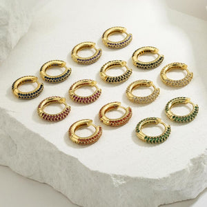 18k Plated CZ Zircon Huggie Earrings for Women