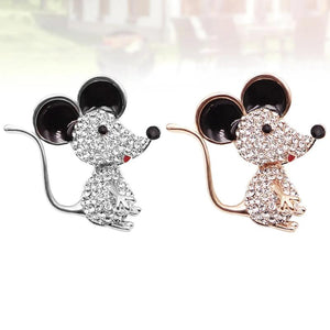 2pcs Rhinestone Mouse Brooch Alloy Mice Brooch