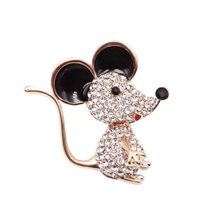2pcs Rhinestone Mouse Brooch Alloy Mice Brooch