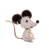 2pcs Rhinestone Mouse Brooch Alloy Mice Brooch