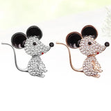 2pcs Rhinestone Mouse Brooch Alloy Mice Brooch