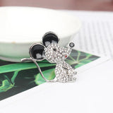 2pcs Rhinestone Mouse Brooch Alloy Mice Brooch