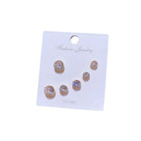 3 Pairs CZ Stud Earrings Set Gold/Silver Crystal Jewelry