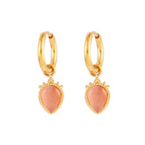 316L Stainless Steel Earrings Hoop with Natural Stone Pendant