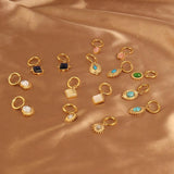 316L Stainless Steel Earrings Hoop with Natural Stone Pendant