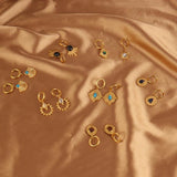 316L Stainless Steel Earrings Hoop with Natural Stone Pendant