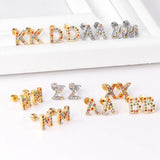 Stainless Steel Initials A-Z Stud Earrings CZ Mini Earrings