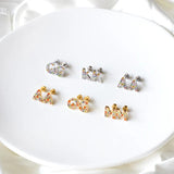 Stainless Steel Initials A-Z Stud Earrings CZ Mini Earrings