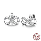 925 Silver Infinity Plated Stud Earring Zircon Gift Jewelry
