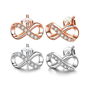 925 Silver Infinity Plated Stud Earring Zircon Gift Jewelry
